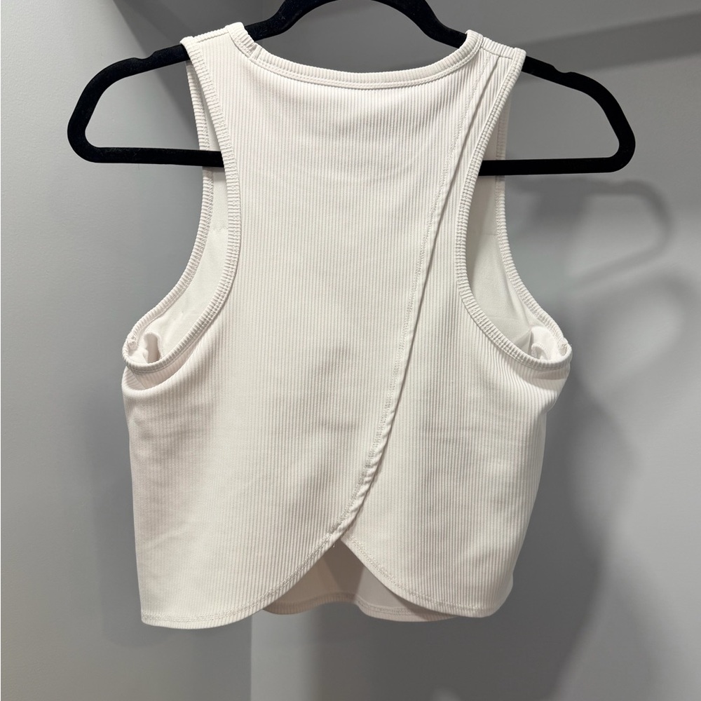 Womens Jockey Cream Ribbed Tank Top - Picture 3 of 4